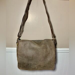 David King Distressed Leather Brown Large Full Flap Messenger Bag